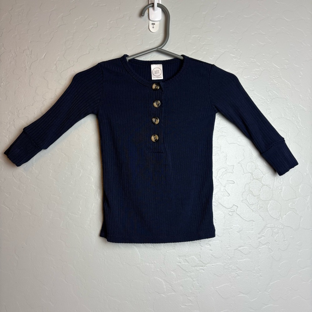 ⭐️Lou Lou & company navy blue ribbed long sleeve top only 3-6 months